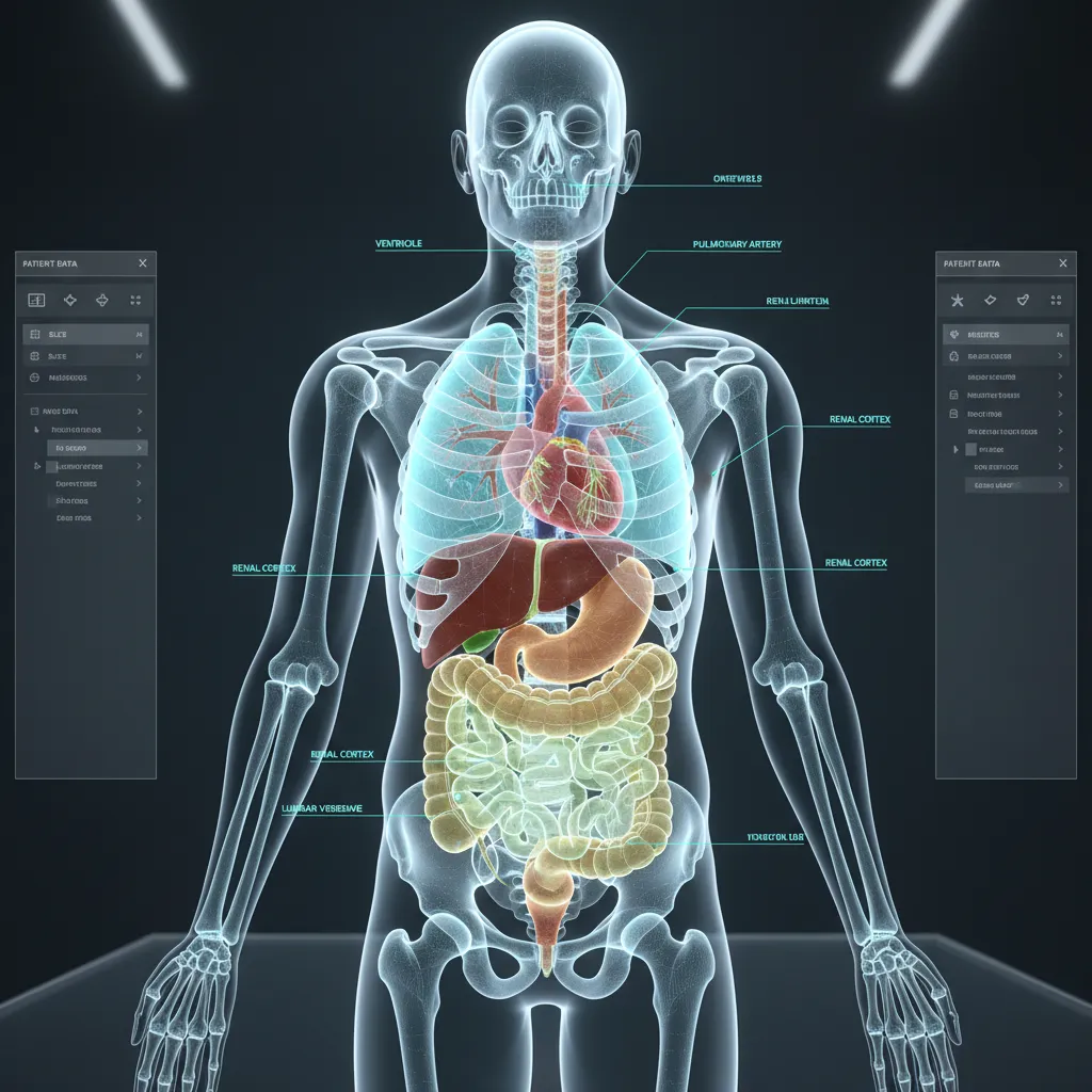 medical 3D anatomical model with separated organs and structures