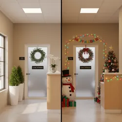 Christmas Door Decoration Themes for Medical Offices: Minimalist vs Playful Designs