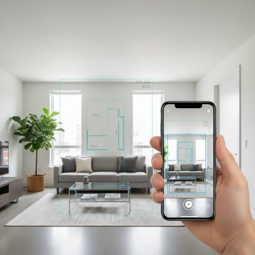 aplicativo no celular medindo ambiente para criar planta da casa