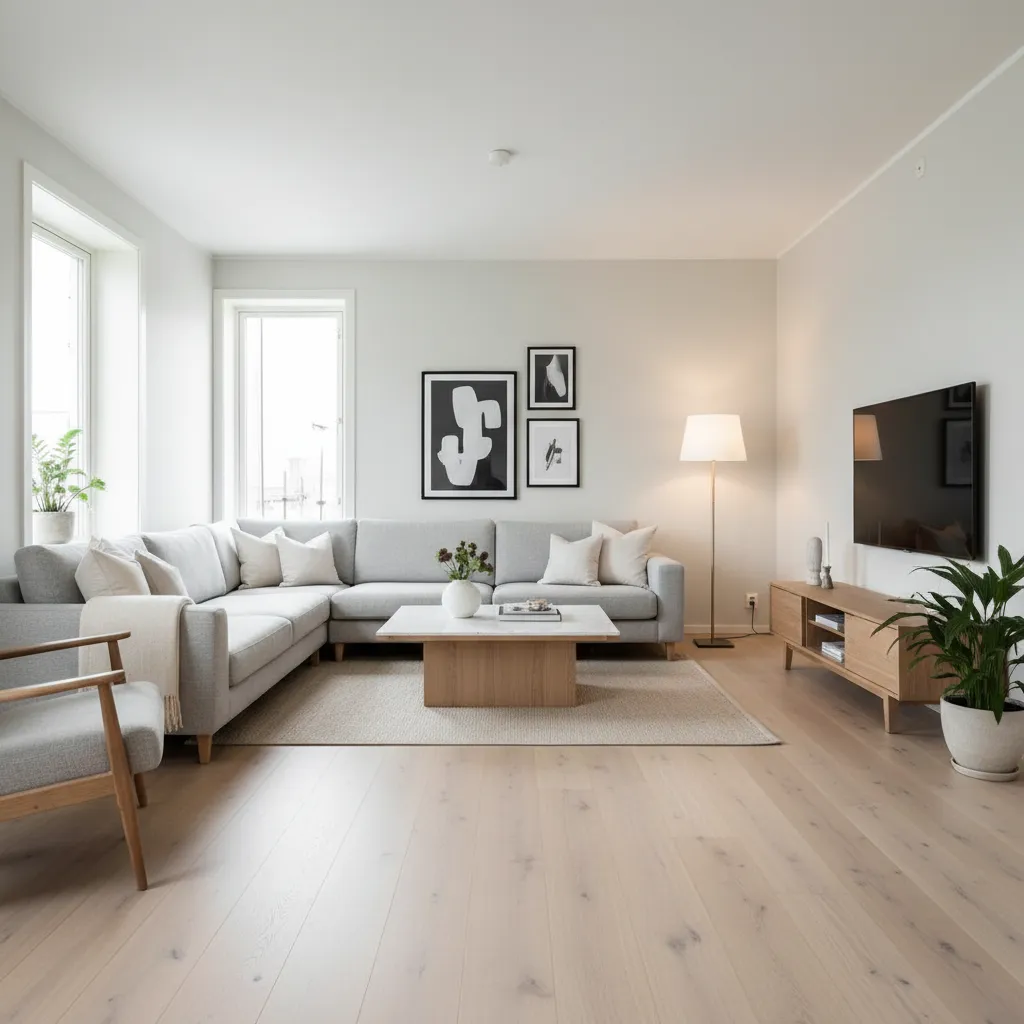 Espacio de paso entre sofá y mesa de centro en sala moderna