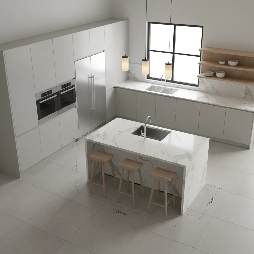 Espacios y medidas correctas entre muebles de cocina