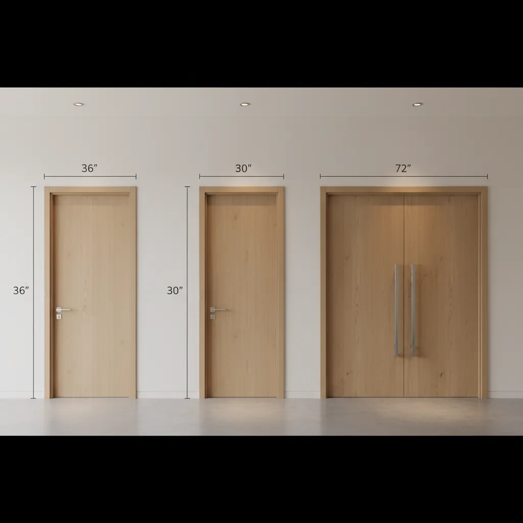 Comparación visual de diferentes anchos de puertas interiores