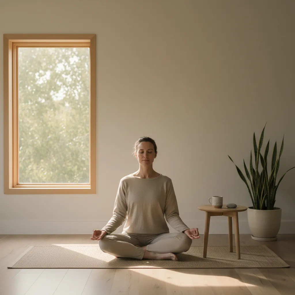 Person meditating calmly symbolizing spiritual remedies for Rahu related stress