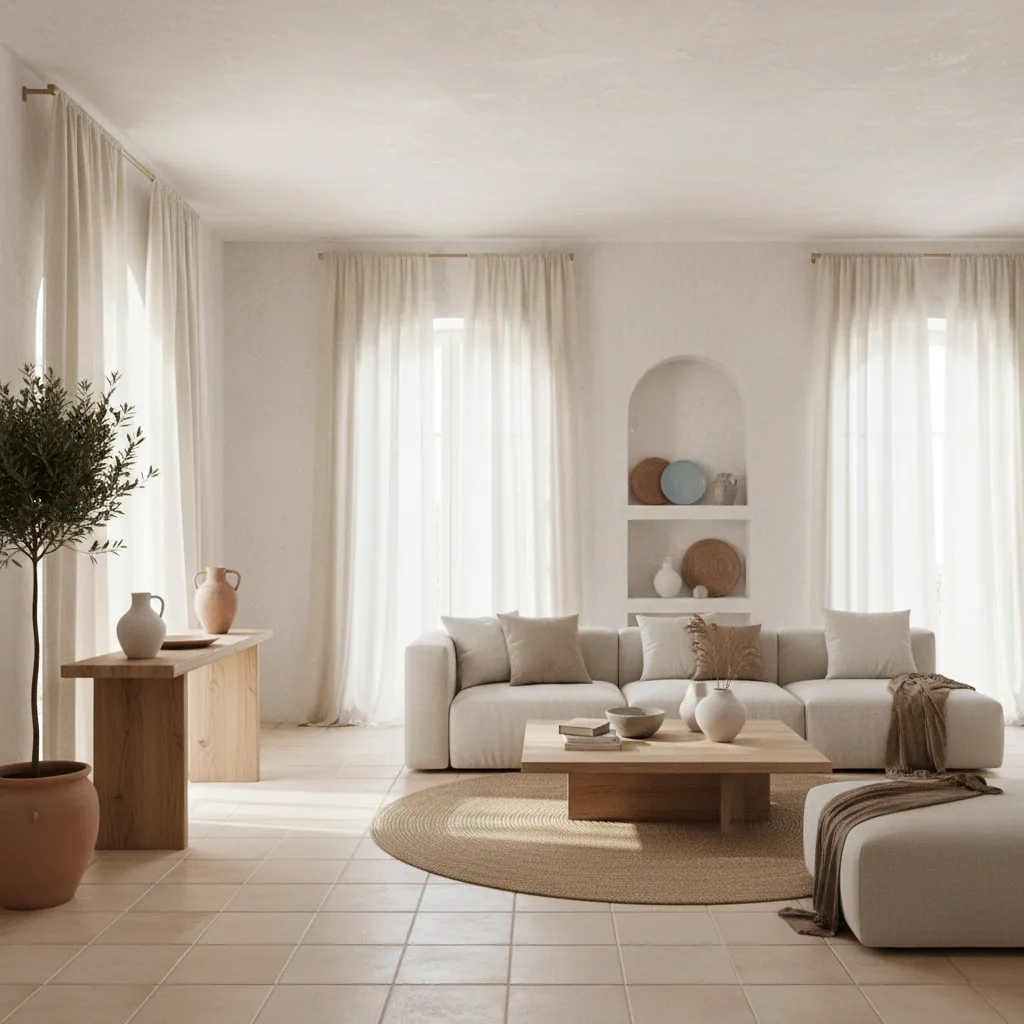 Interior mediterráneo moderno en una casa de Menorca