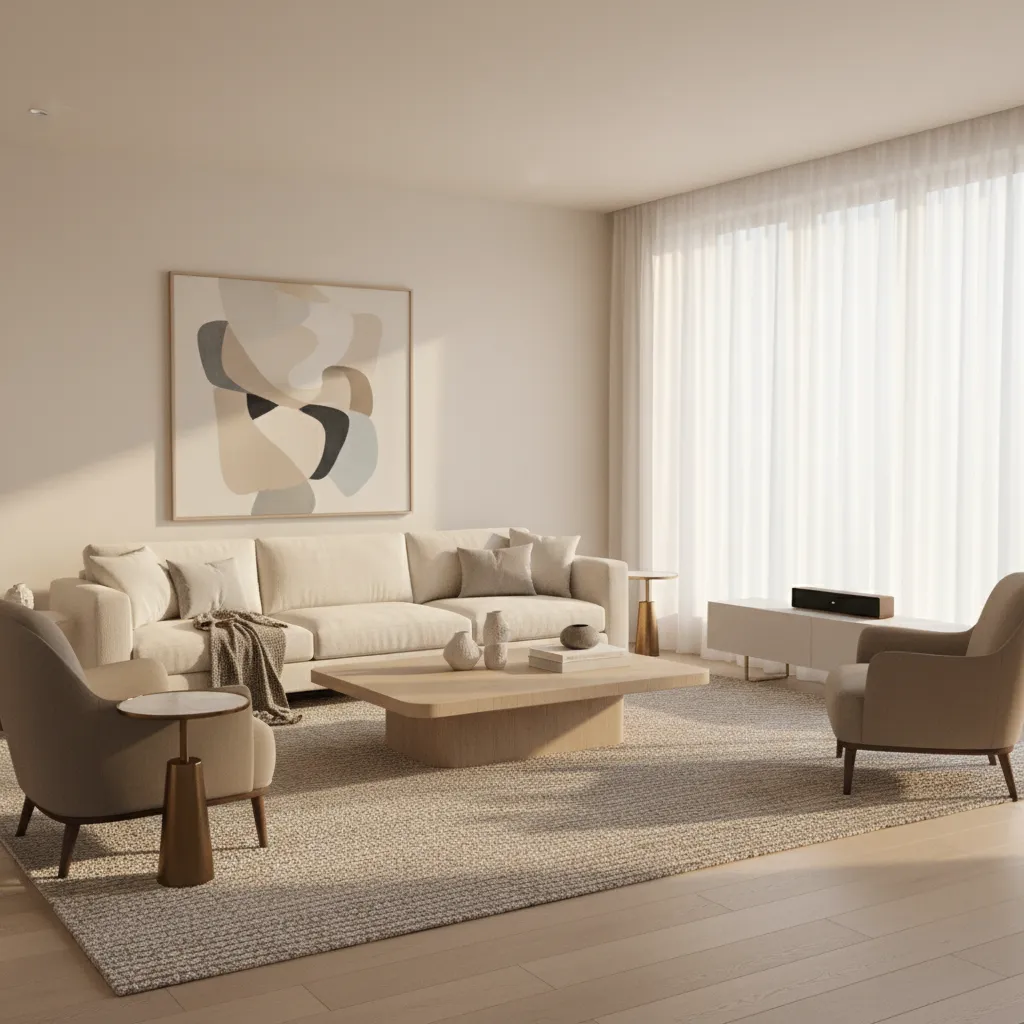 example of a medium sized living room with sofa chairs and coffee table layout