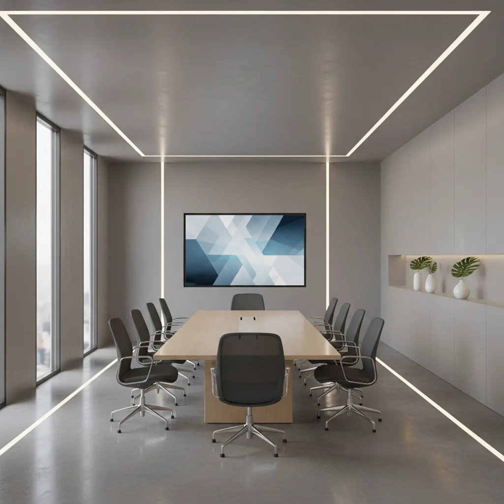 Meeting room showing clear walking paths around conference table