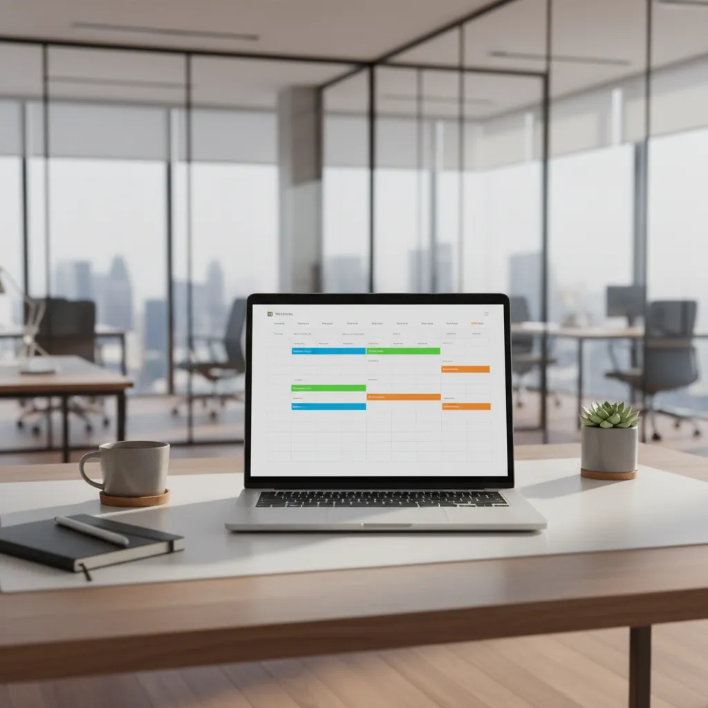 Timeline based meeting room scheduling interface showing booked and available time slots