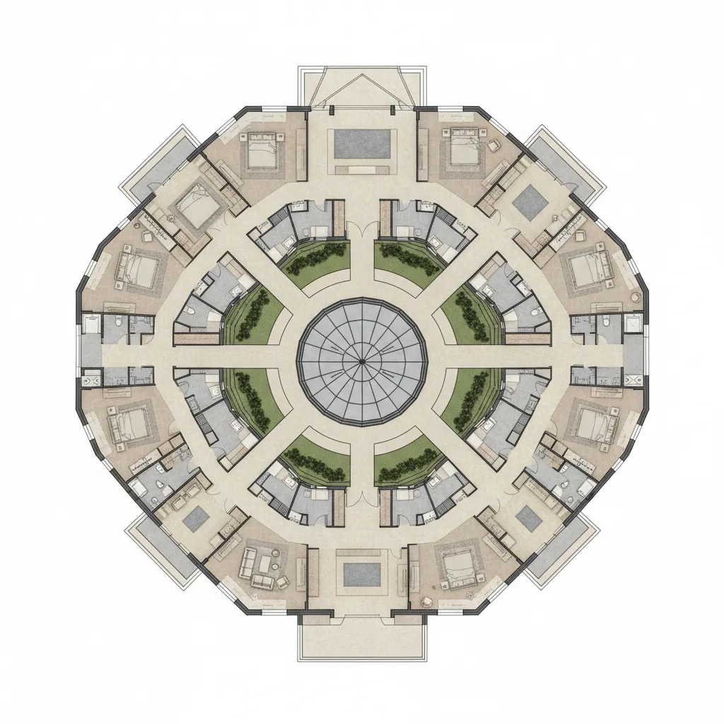 Large mansion floor plan concept illustrating scale and zoning in a 22000 sq ft home
