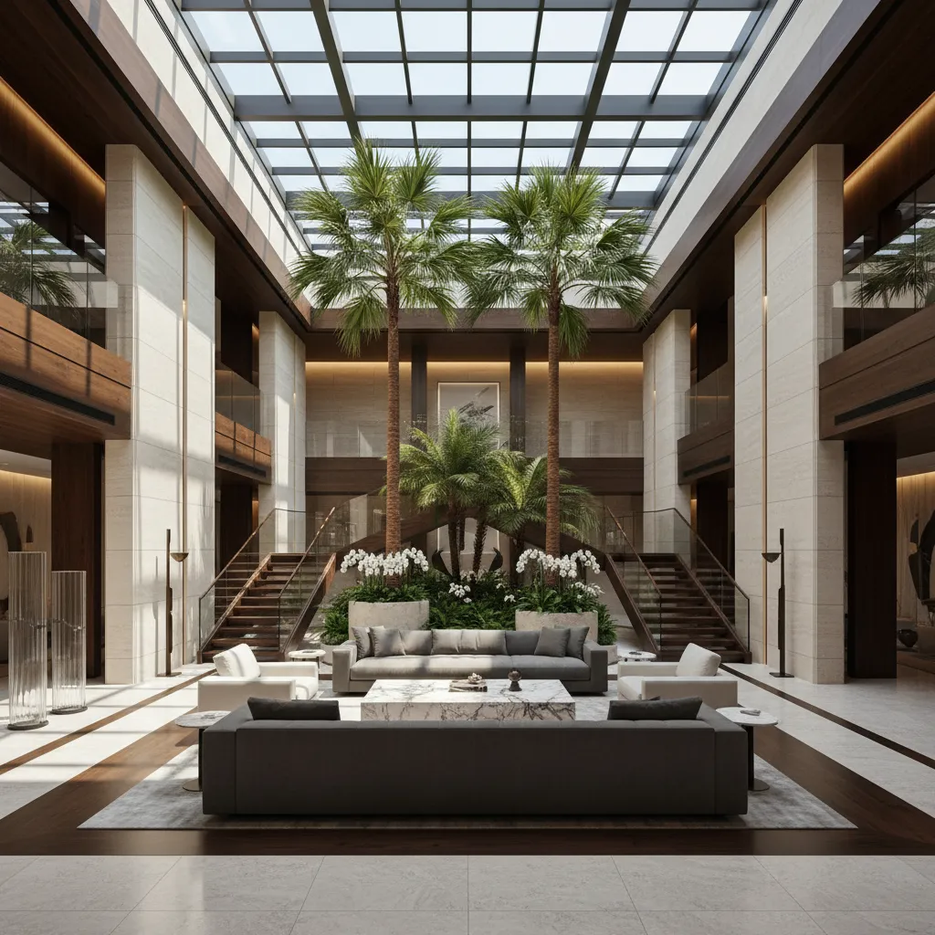 Large mansion interior atrium bringing natural light into deep floor plan areas