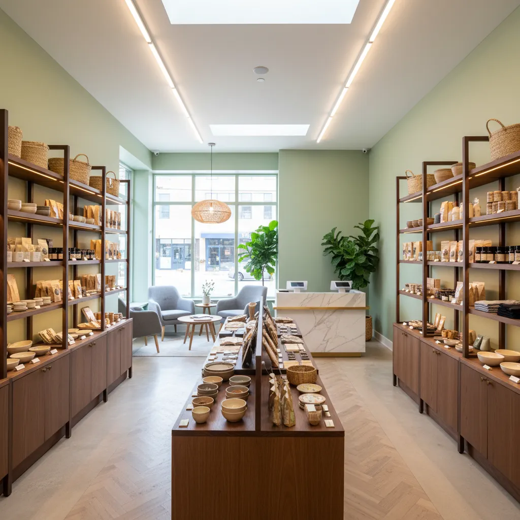 Pequeño local comercial optimizado con iluminación y distribución mejorada