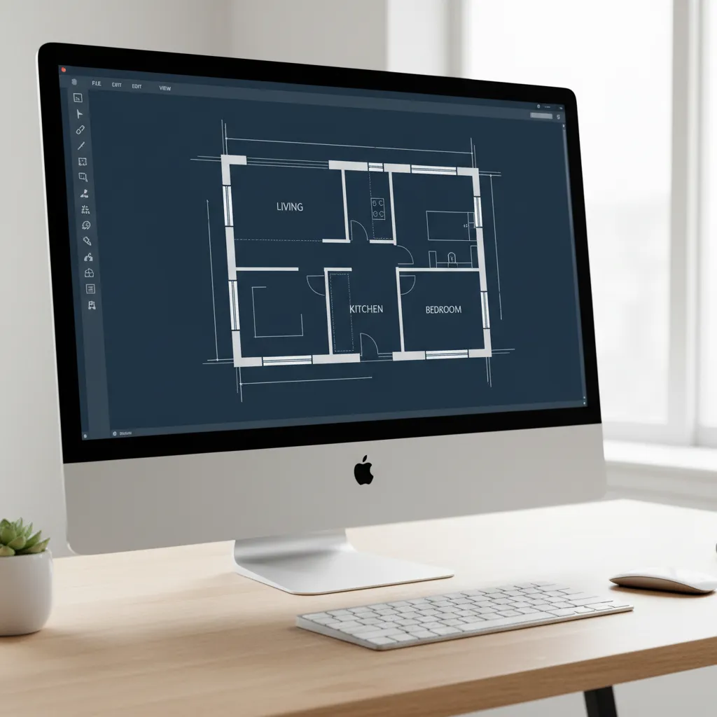 Proses menggambar denah menggunakan bentuk shapes