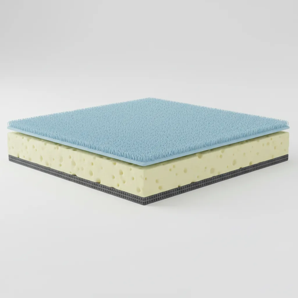 Memory foam bathroom rug showing layered construction for comfort and absorption