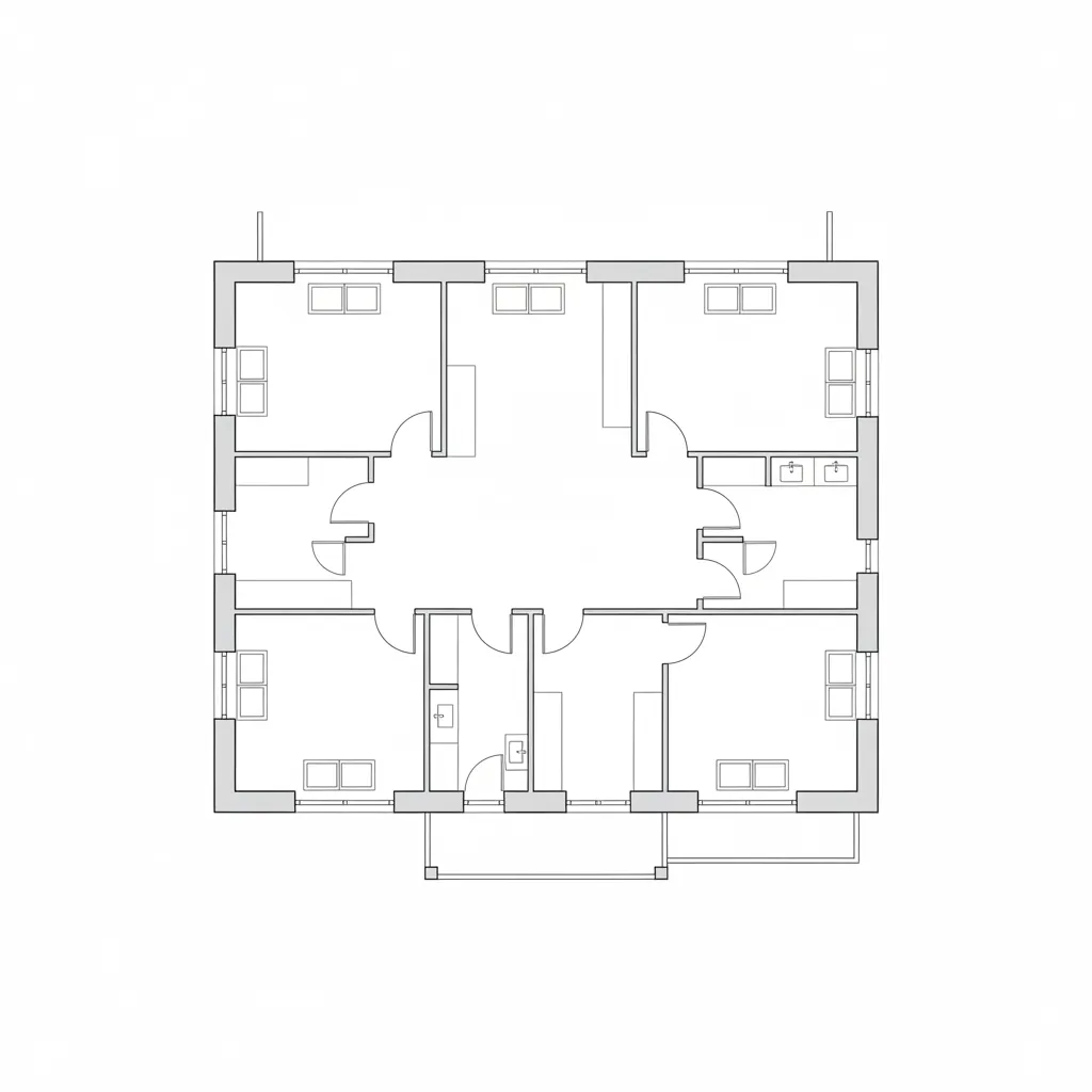 Contoh garis dinding denah rumah di AutoCAD