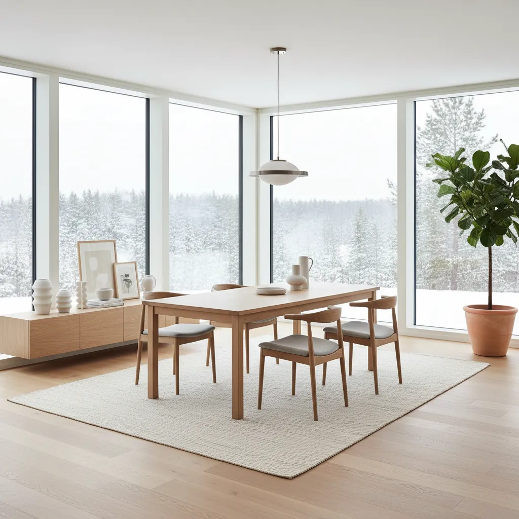 Mesa de comedor escandinava en casas de diseño