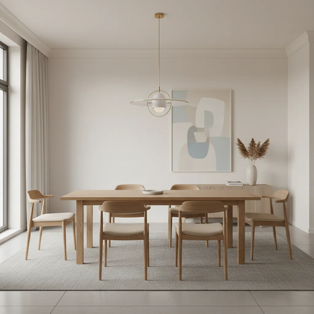 Mesa de comedor bien proporcionada dentro de un comedor moderno