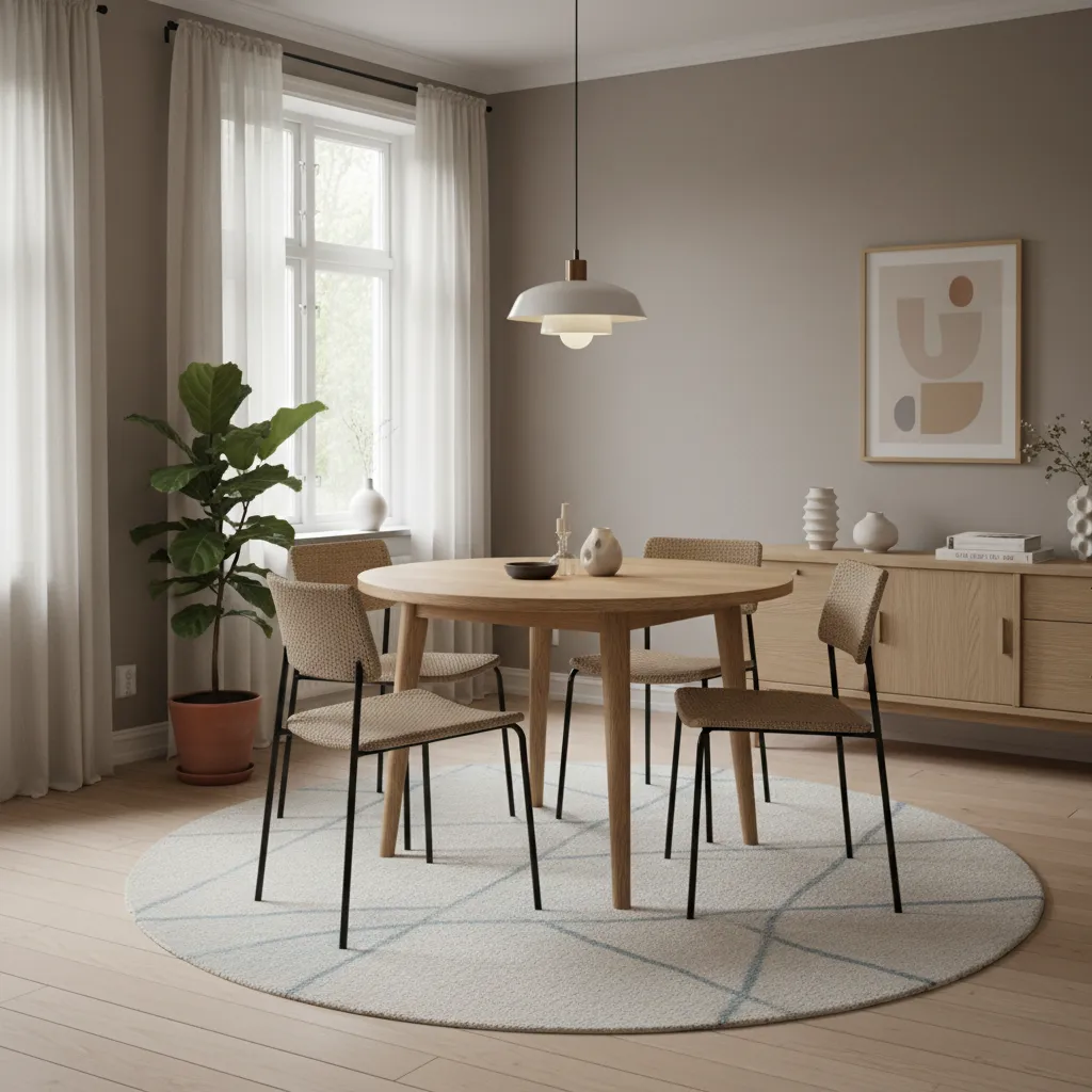 Comedor con mesa redonda que mejora la circulación del espacio