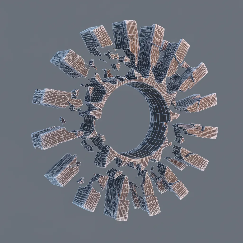 3D mesh with visible holes and artifacts after removing parts from a model
