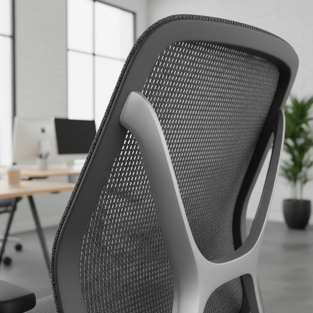 detailed mesh back ergonomic office chair showing breathable material