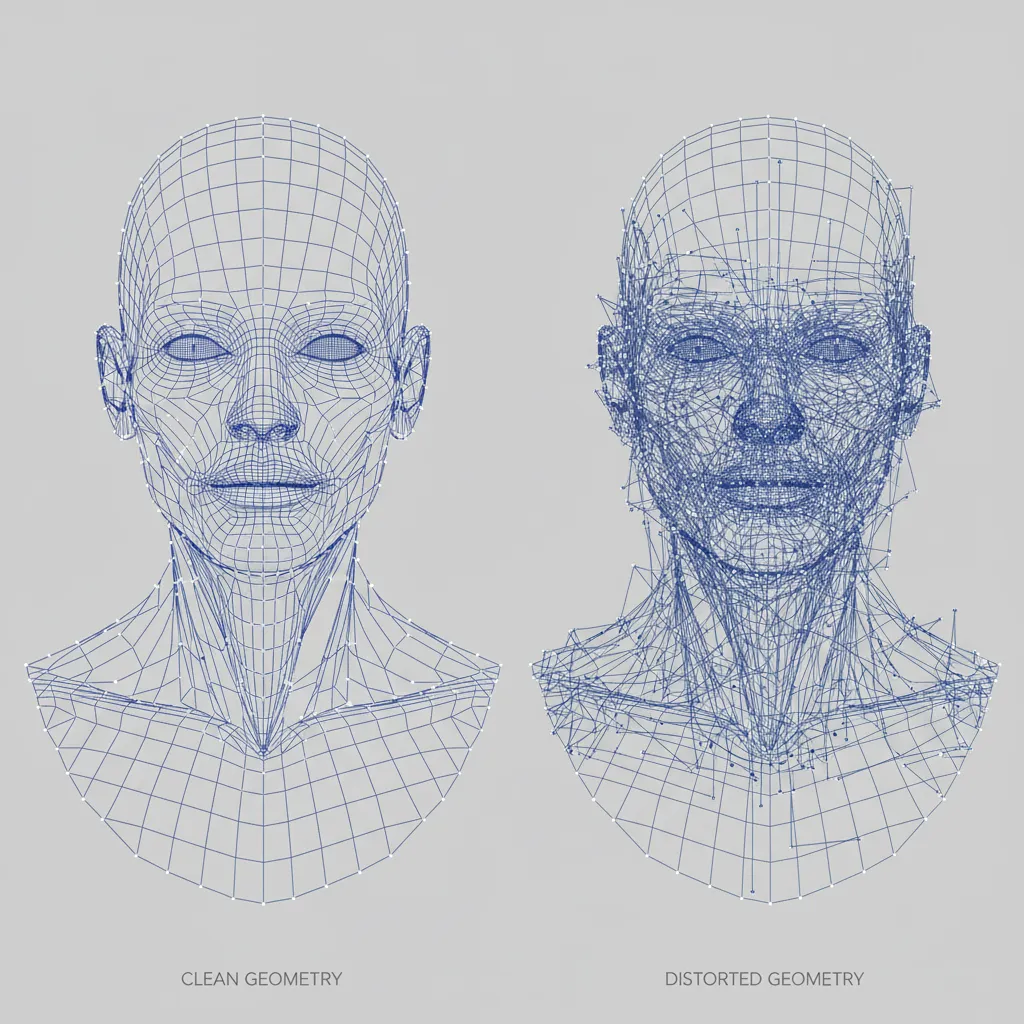 Comparison of precise and inaccurate mesh topology in 3D model conversion