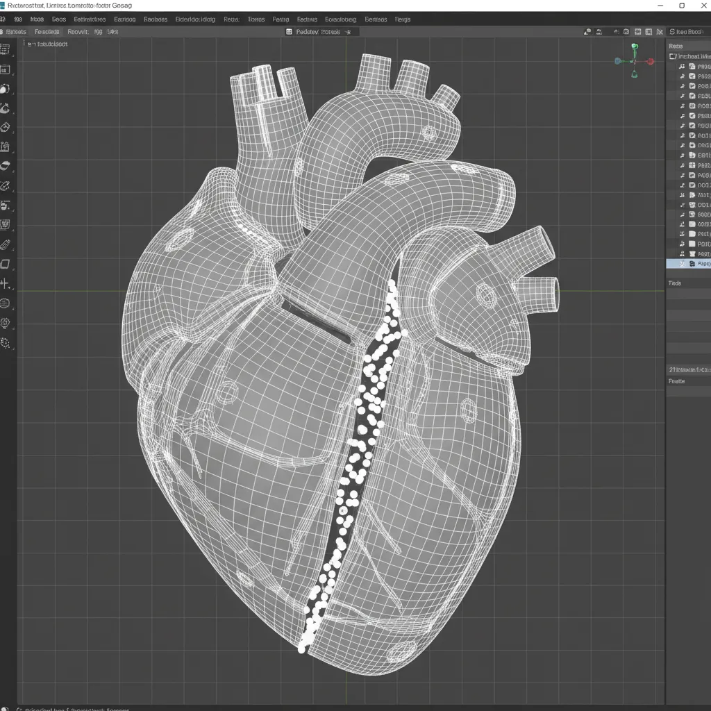3D model seam repair after splitting with vertices highlighted