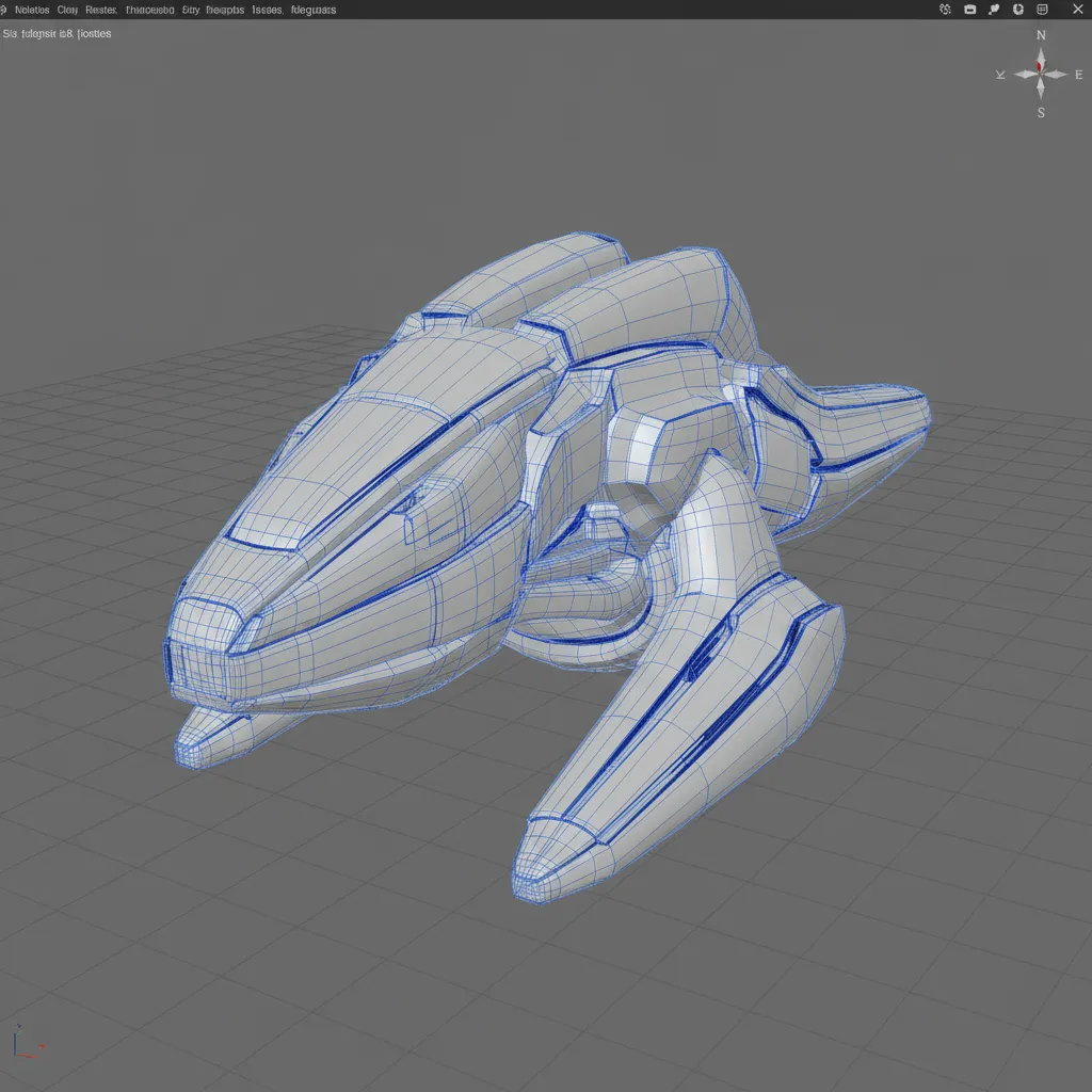 wireframe mesh showing edge flow and topology before cutting a 3D model