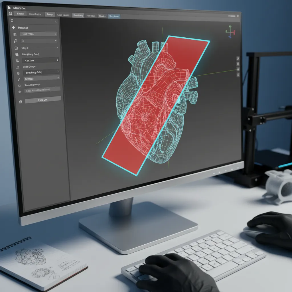 Meshmixer plane cut tool splitting an STL model