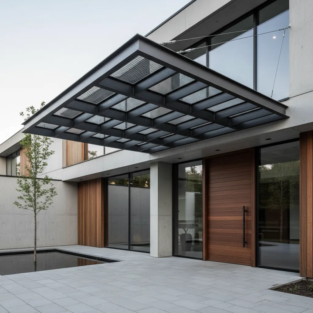 Marquesina metálica moderna con diseño minimalista