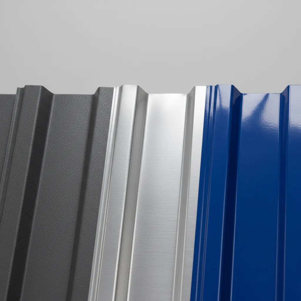 Close up view of metal roof coating finish textures
