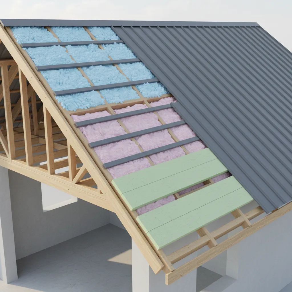 Spray Foam vs Fiberglass vs Rigid Board for Metal Roof Insulation