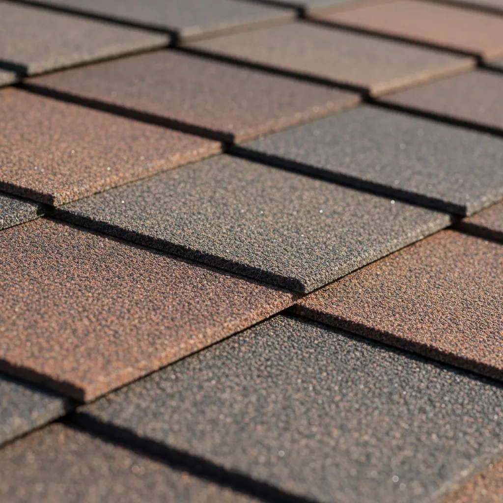 close view of stone coated metal roof panels texture