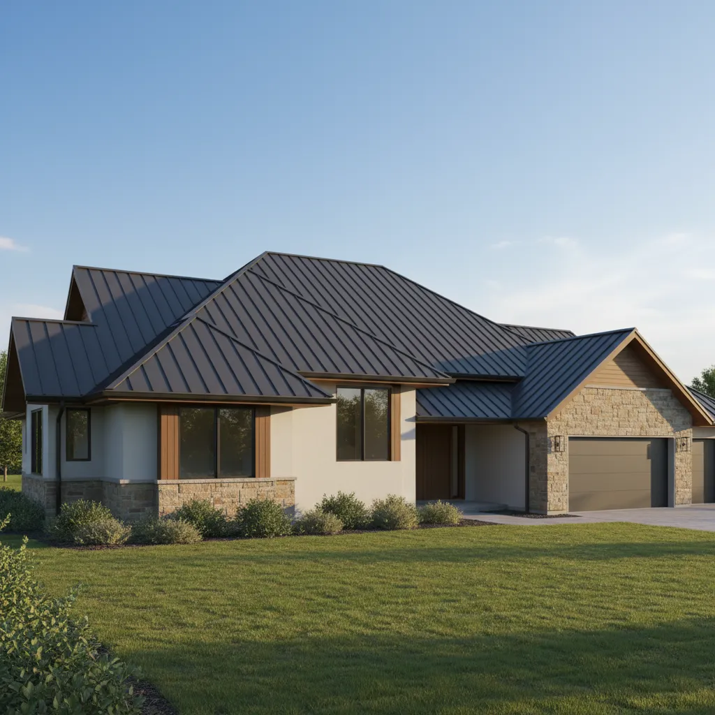 completed residential standing seam metal roof installation