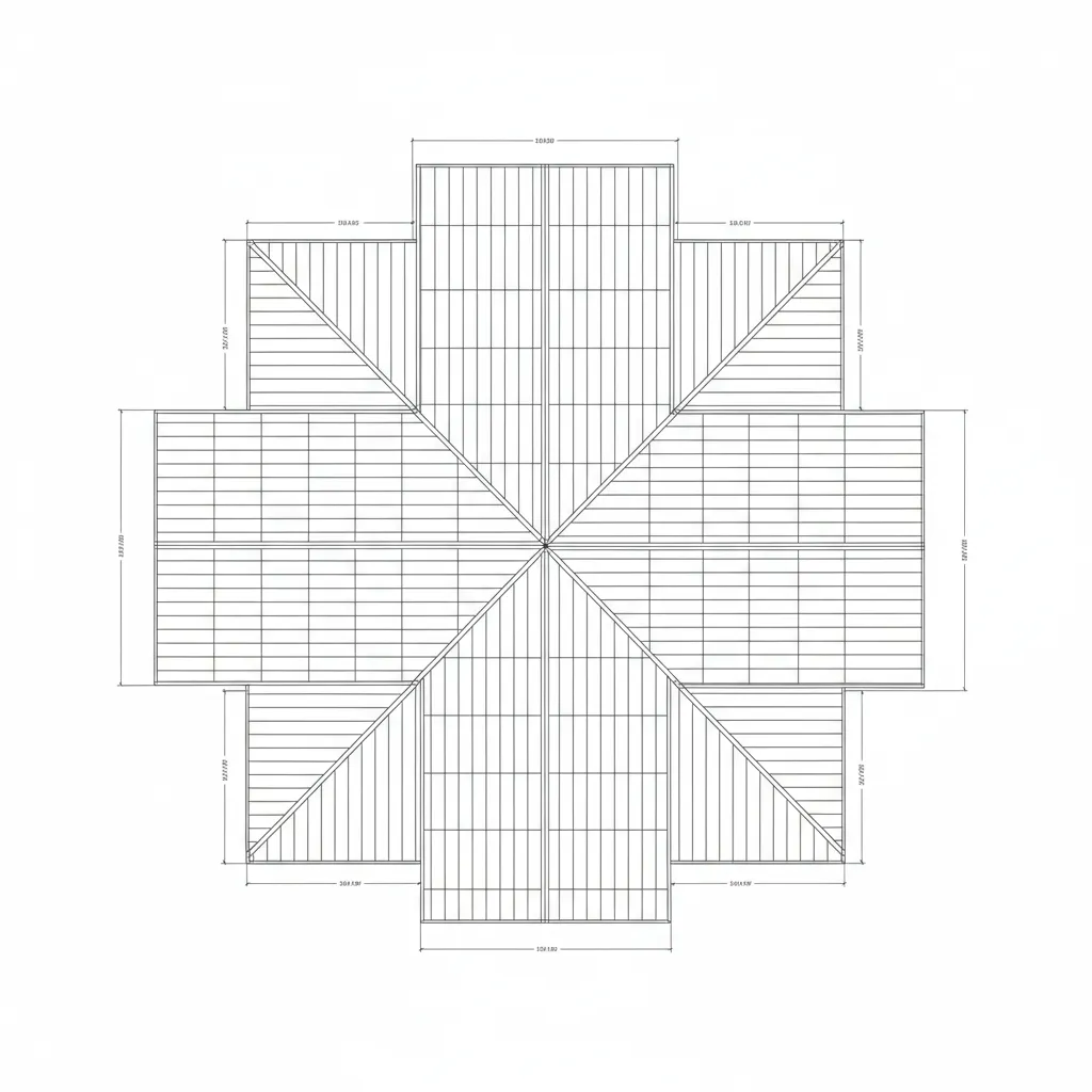 metal roof panel layout diagram across roof planes
