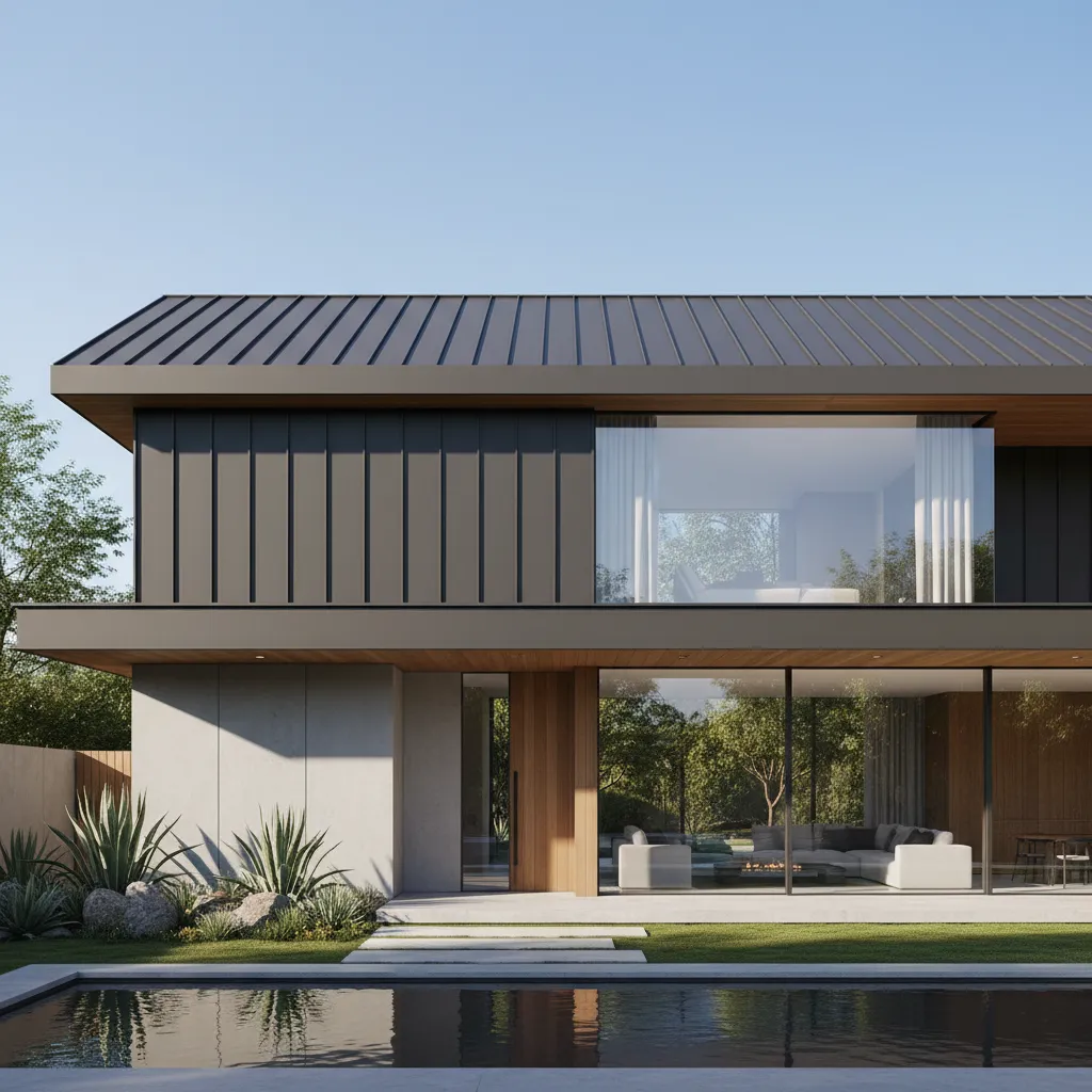 modern house with standing seam metal roof