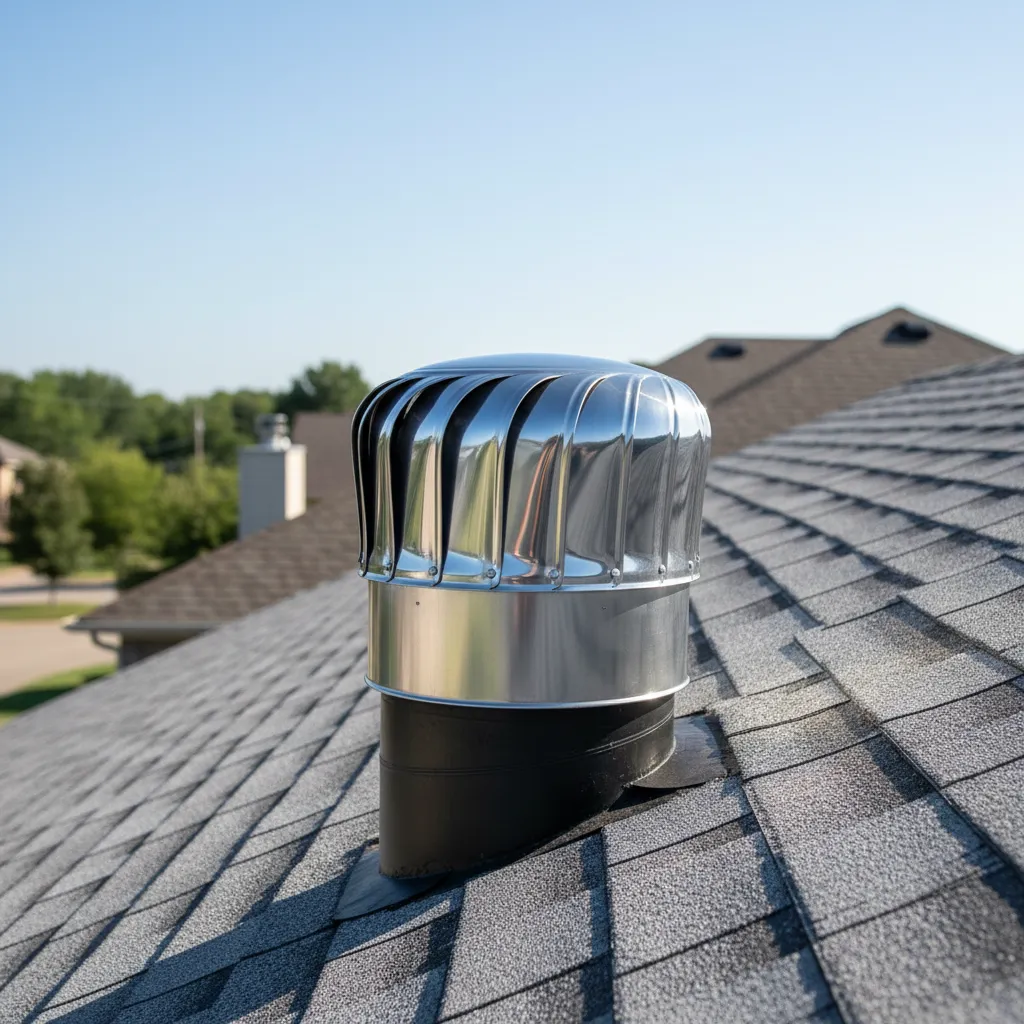 metal plumbing vent cap on roof designed for durability