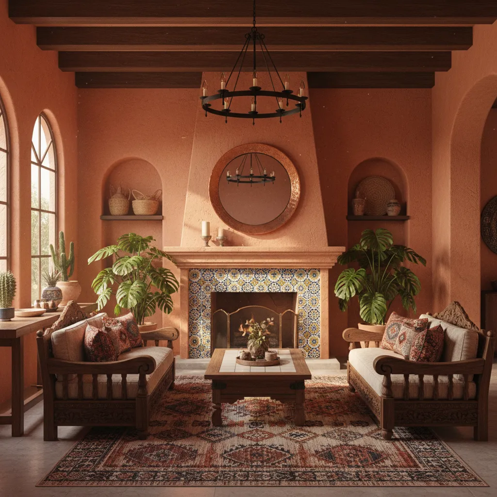 Mexican style living space adapted into a vastu compliant home layout
