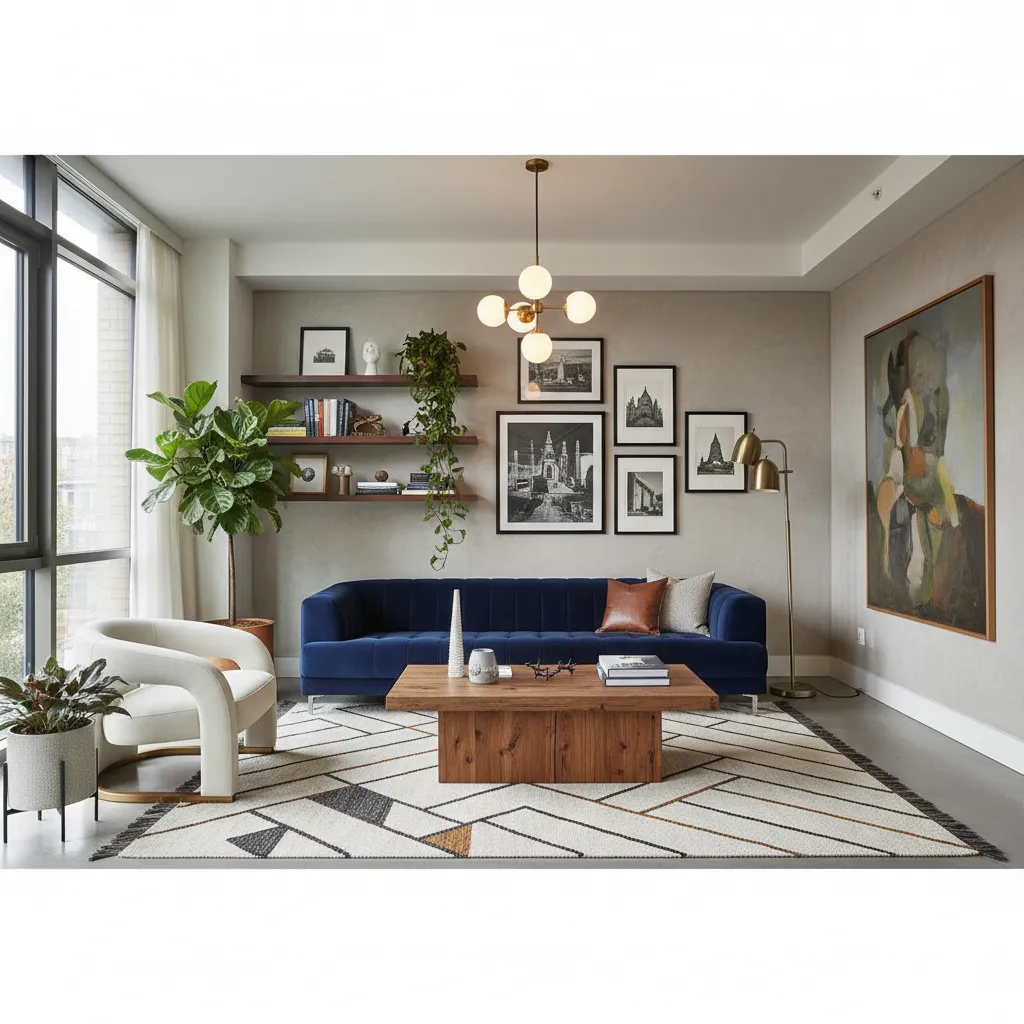 Salón decorado combinando muebles de diferentes marcas