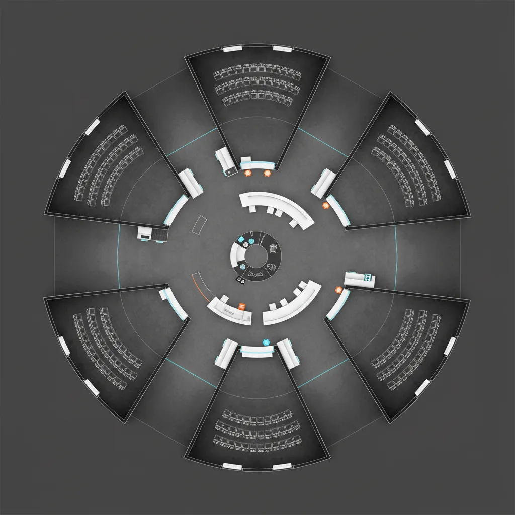 floor plan of micro multiplex cinema with multiple small auditoriums