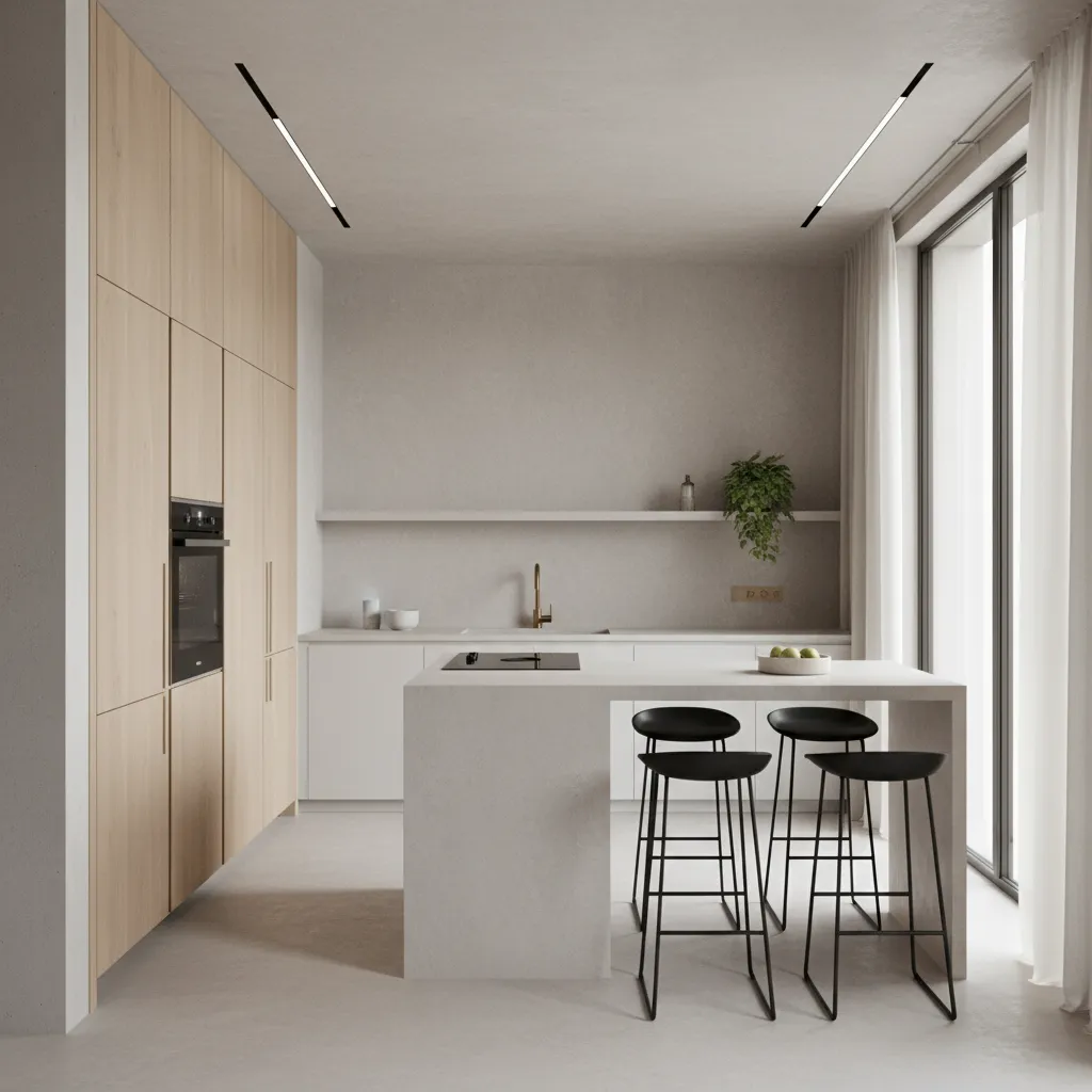 Cocina moderna con superficies de microcemento