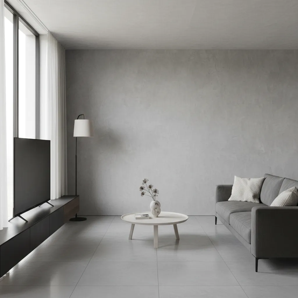 pared interior con acabado de microcemento moderno