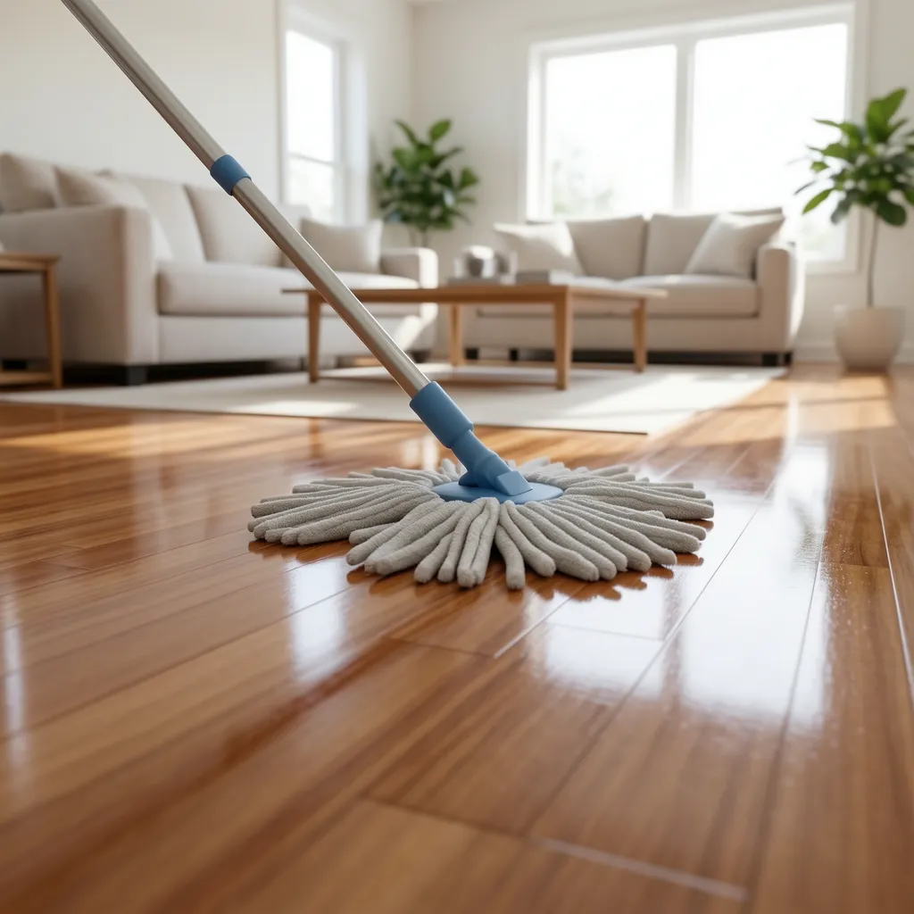 cleaning polyurethane hardwood floor with microfiber mop