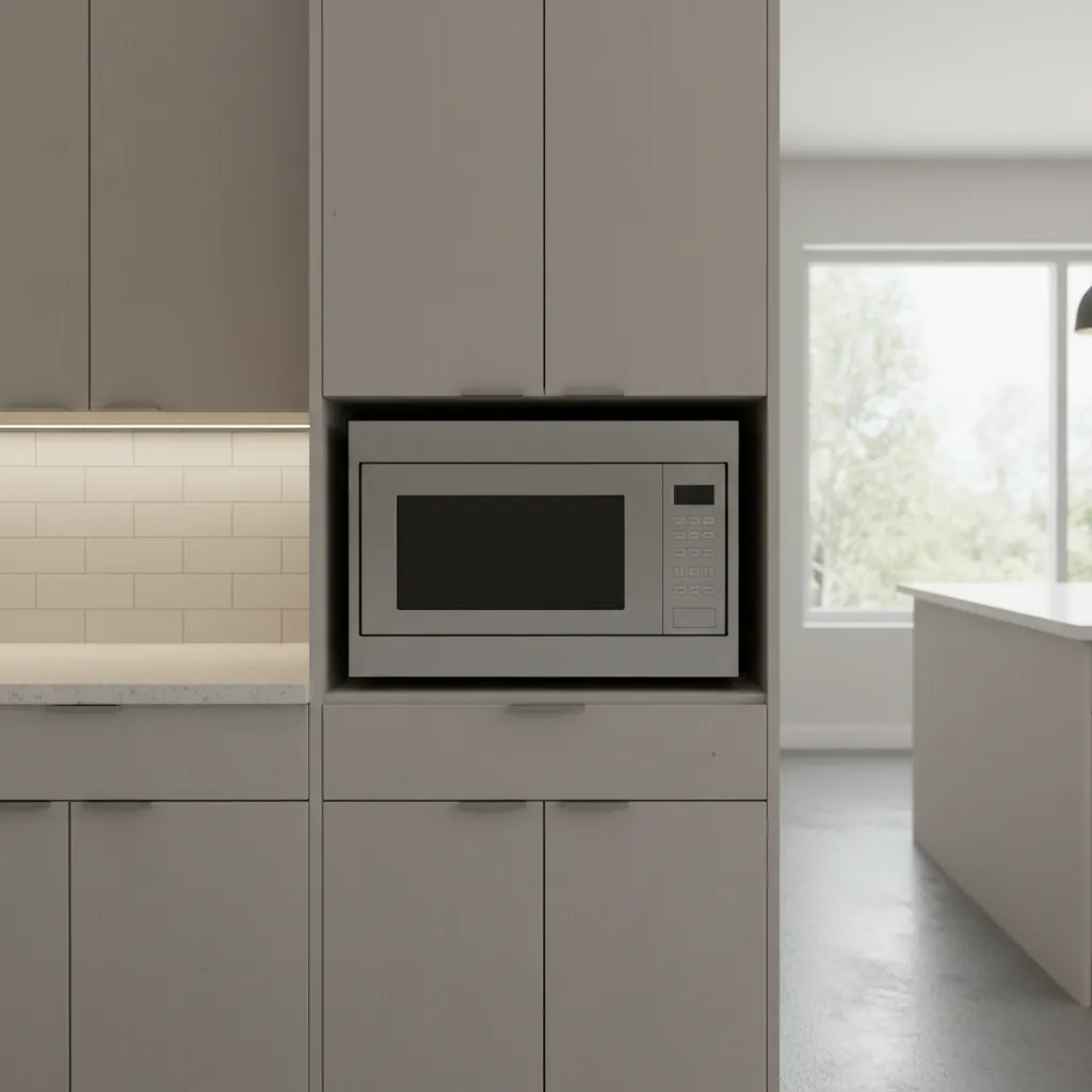 microwave placed inside tight cabinet with limited ventilation