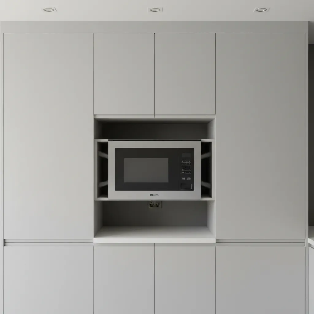 kitchen microwave with labeled ventilation clearance around sides top and back