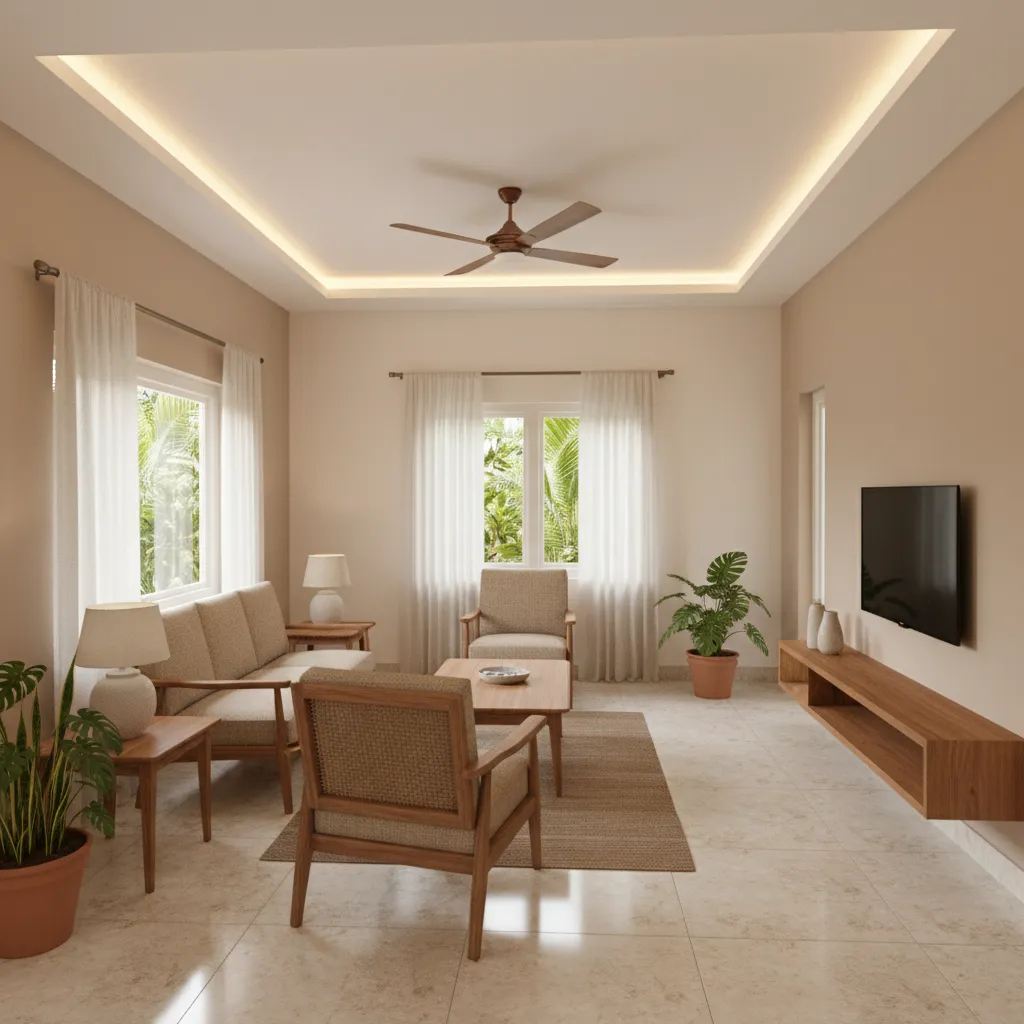 Middle Class Kerala House Living Room Interior Design Ideas