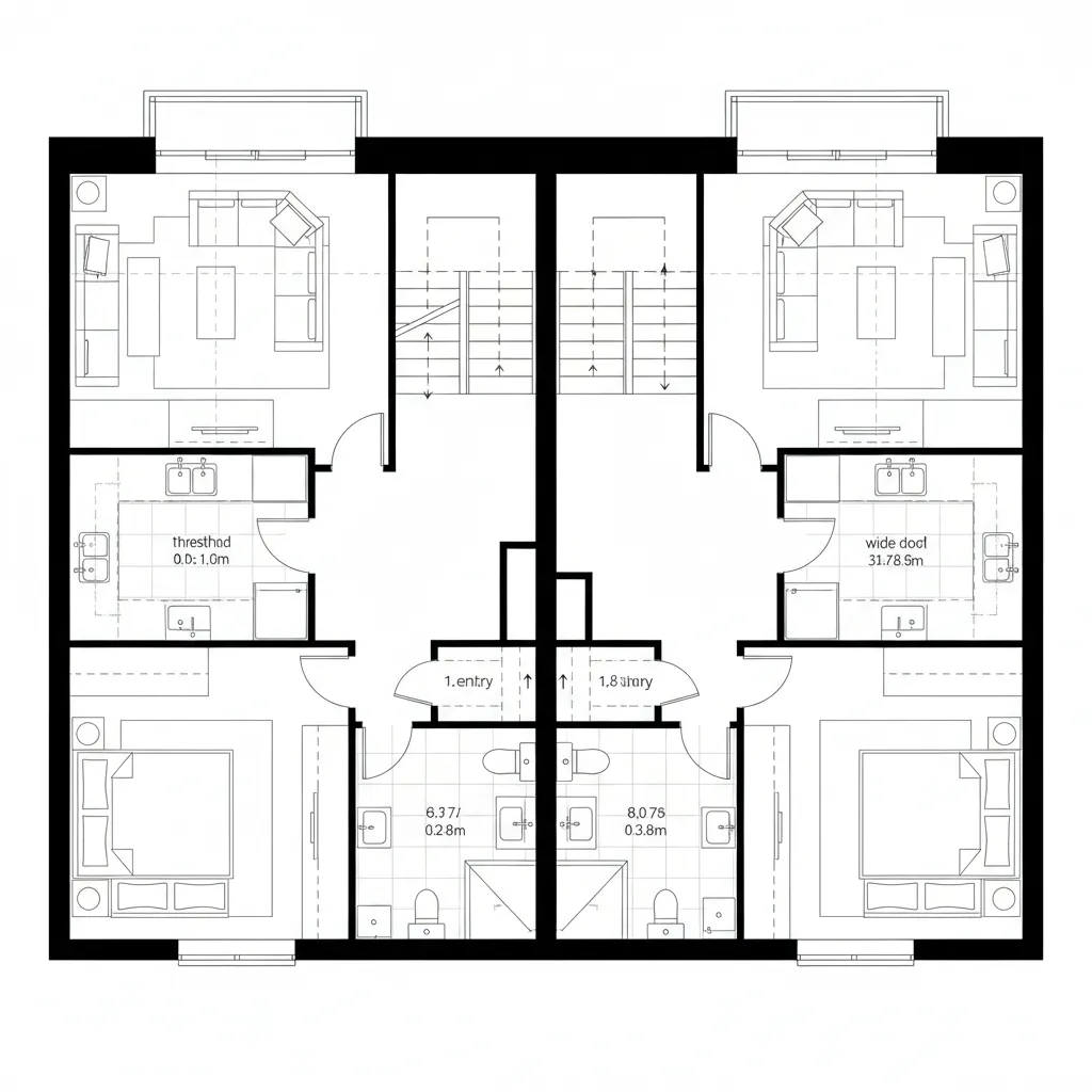 Middle-Level One-Bed Units: Split-Core Efficiency