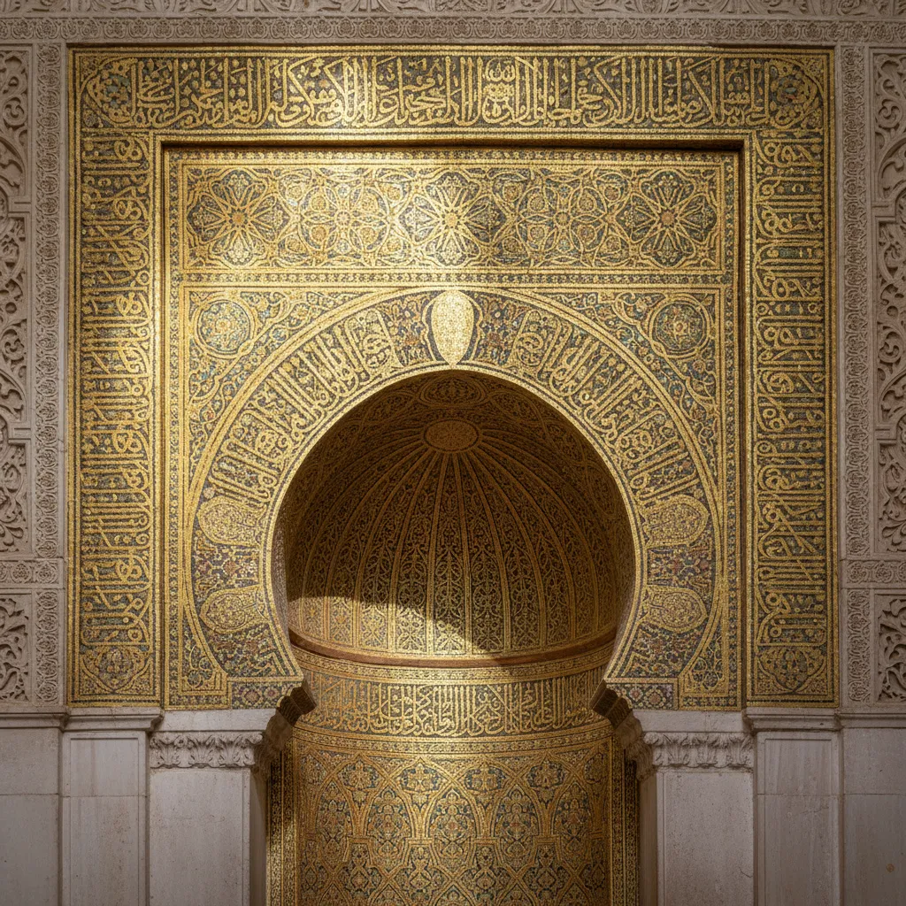 Mihrab decorado con mosaicos dorados en la Mezquita de Córdoba