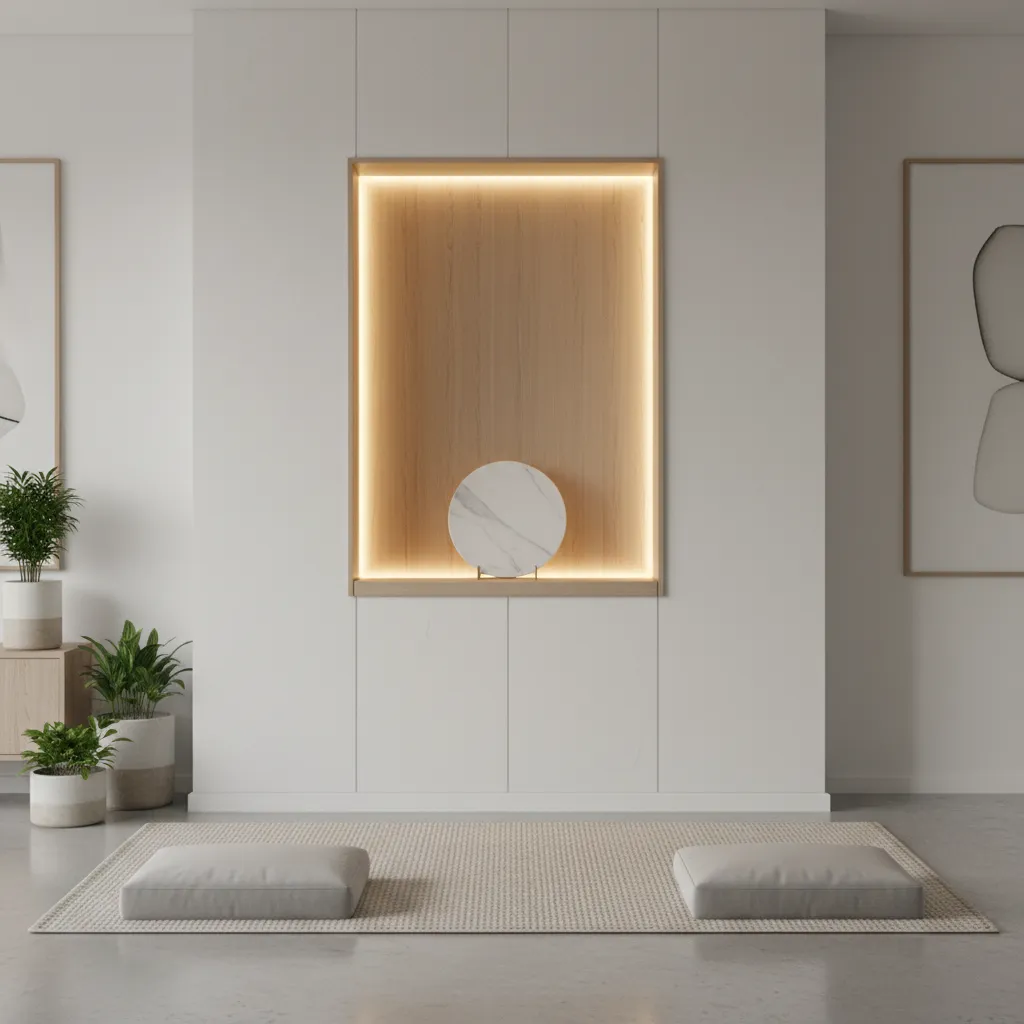 Mihrab rumah dengan pencahayaan LED tersembunyi