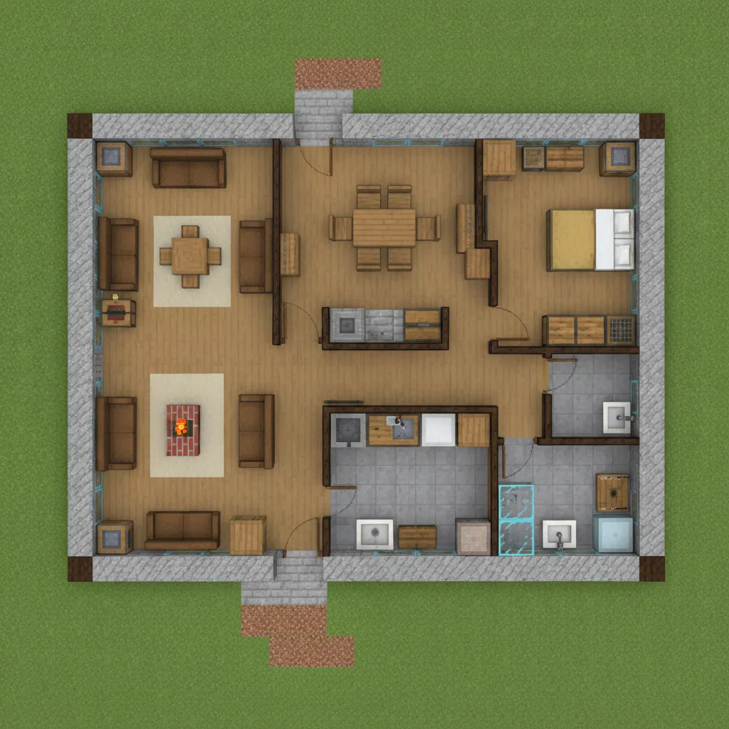 Plano simple de distribución para una casa de Minecraft