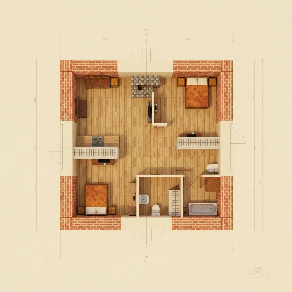Plano de distribución para una casa de Minecraft