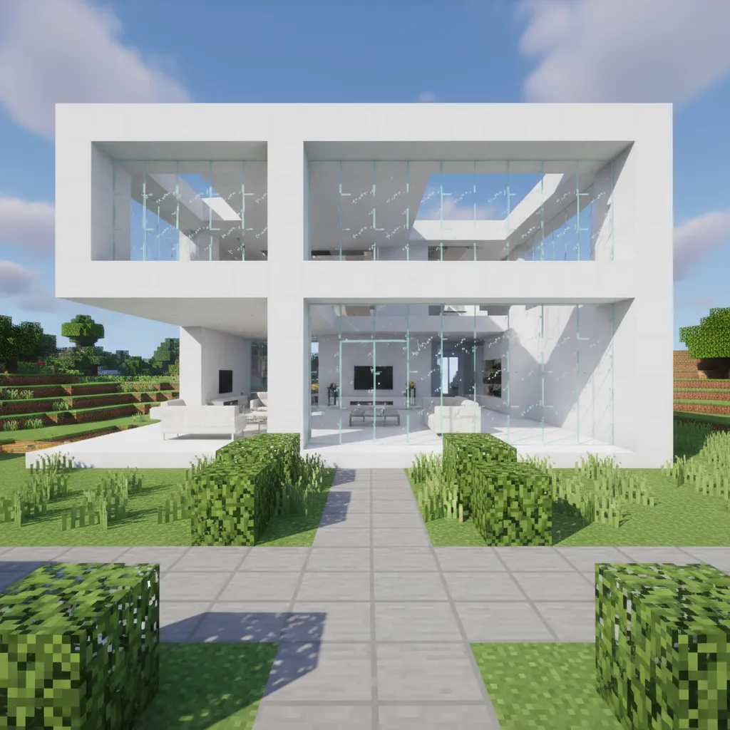 Rumah Minecraft modern atap datar