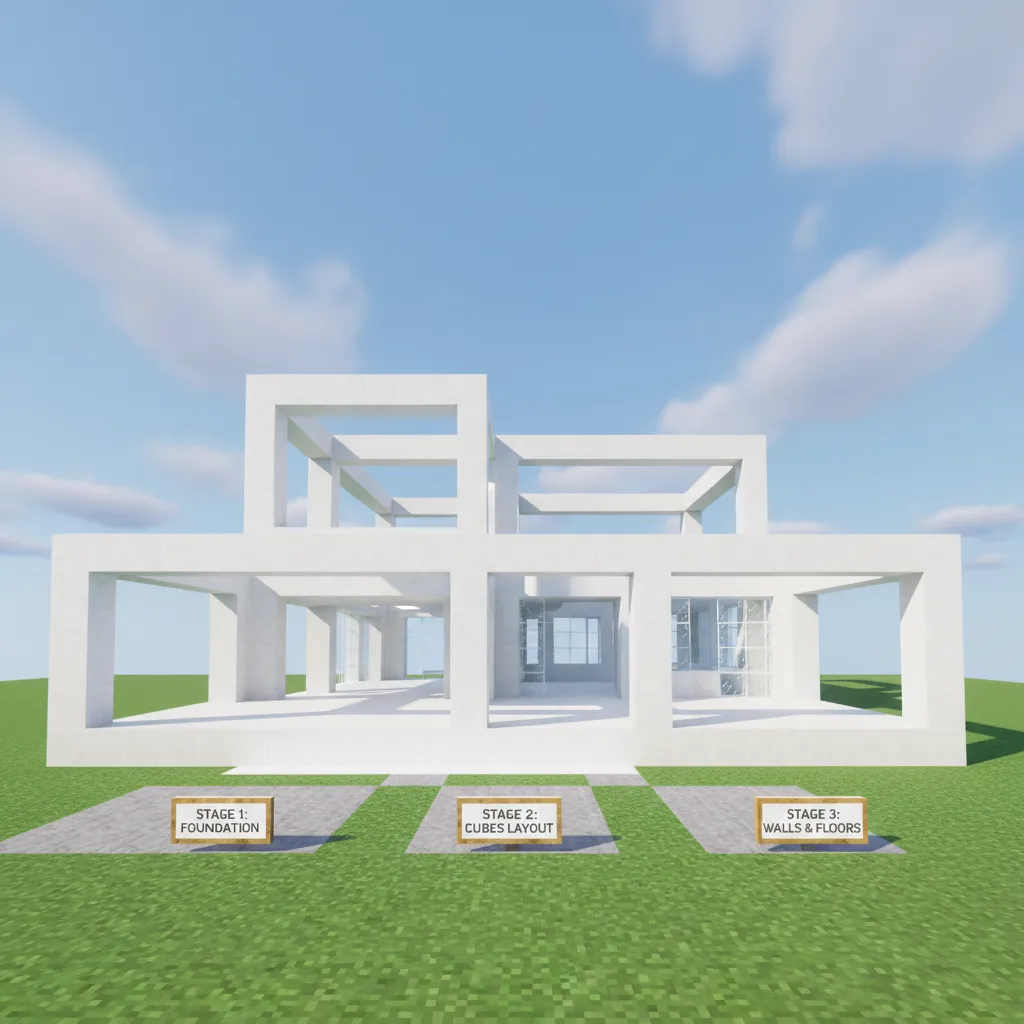 Proceso de construcción de una casa moderna en Minecraft paso a paso